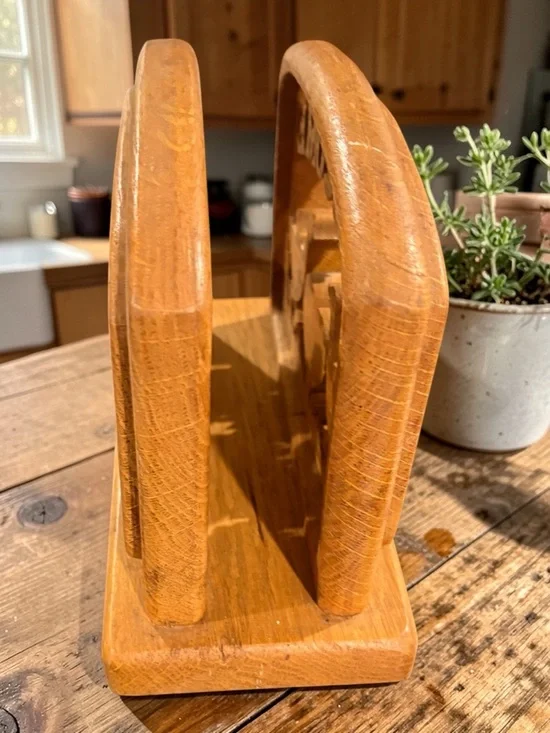 Vintage 1975 Solid Wood Die Cut Goose Welcome Napkin Recipe Mail Book Holder - Picture 6 of 13